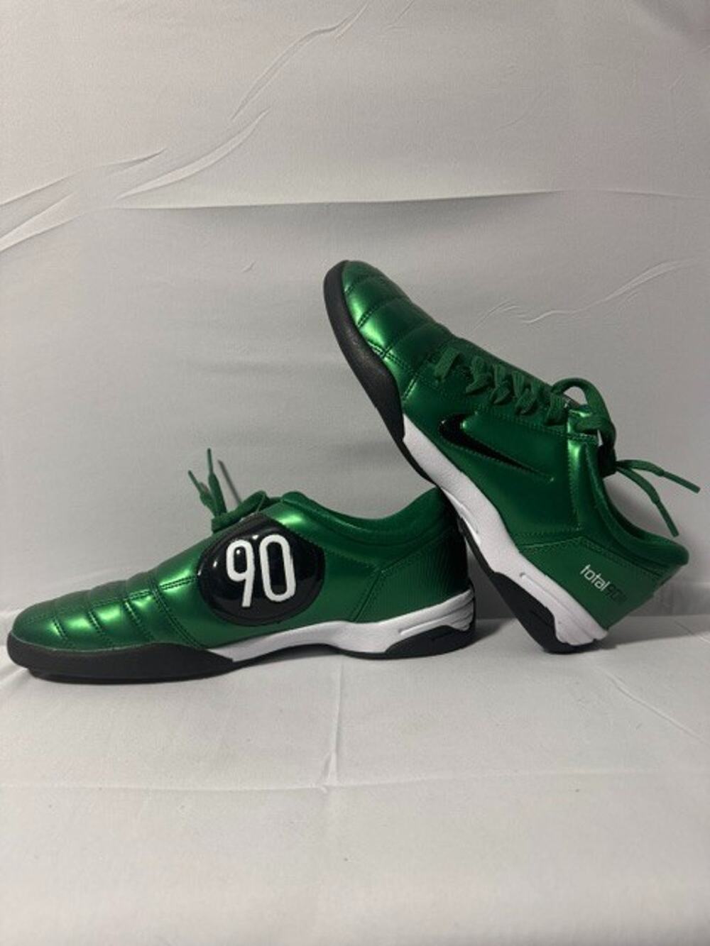 Total 90 Metallic Green Soccer-Style Sneakers